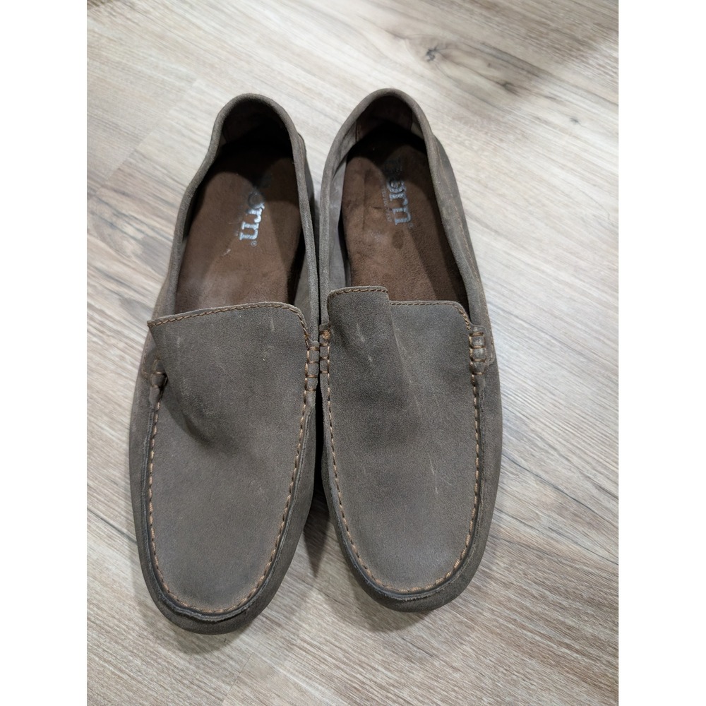 Børn, Mens 10, Slip on Loafer, Leather Moccasin, Gray, Casual Slip On Shoe